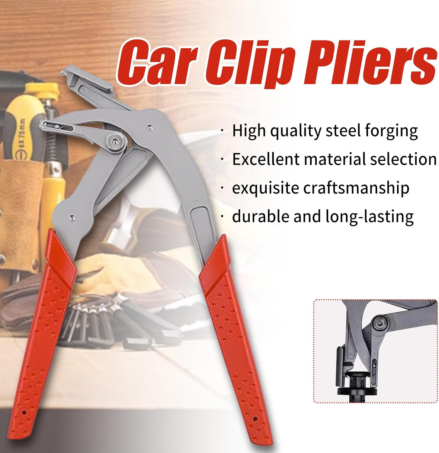 Car Clip Pliers, Efficient Multi-Functional Automotive Snap Pliers, Auto Trim Removal Tool, Spring-Loaded Fastener Rivet Remover for Door Panels, Trim Clips, Rivets, and Interior Panels 1PC