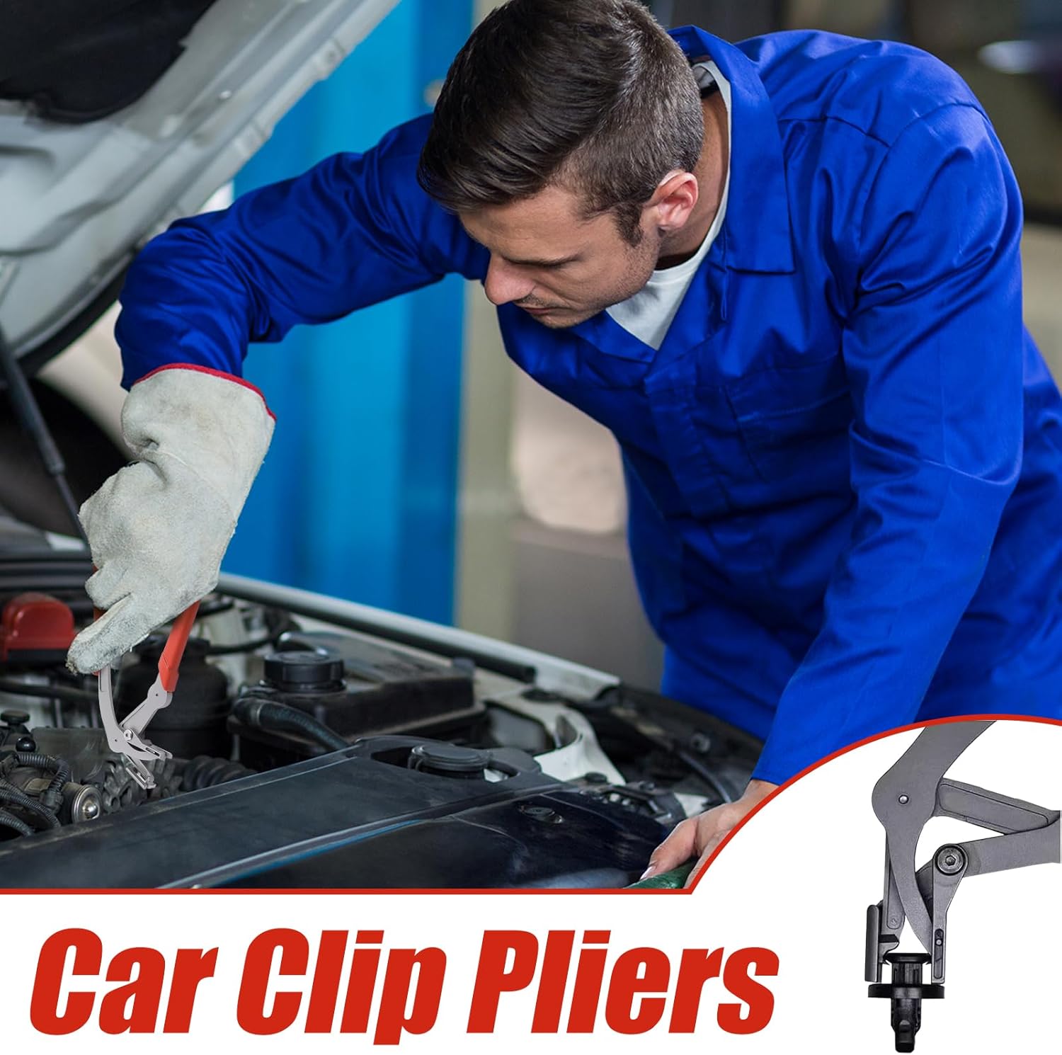 Car Clip Pliers, Efficient Multi-Functional Automotive Snap Pliers, Auto Trim Removal Tool, Spring-Loaded Fastener Rivet Remover for Door Panels, Trim Clips, Rivets, and Interior Panels 1PC