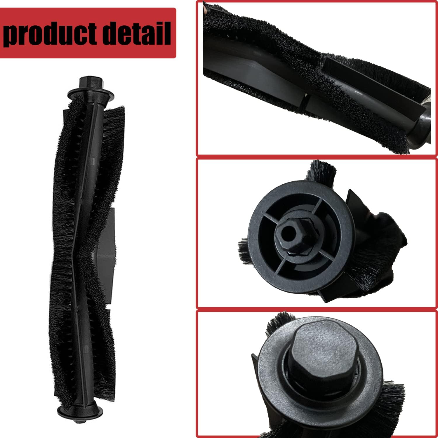 Main Brush and Main Brush Cover Guard for ihome Autovac Nova Vacuum Cleaner Accessories Replacement Spare Parts for iHRV6-blk for Proscenic M7 Pro M7 M8