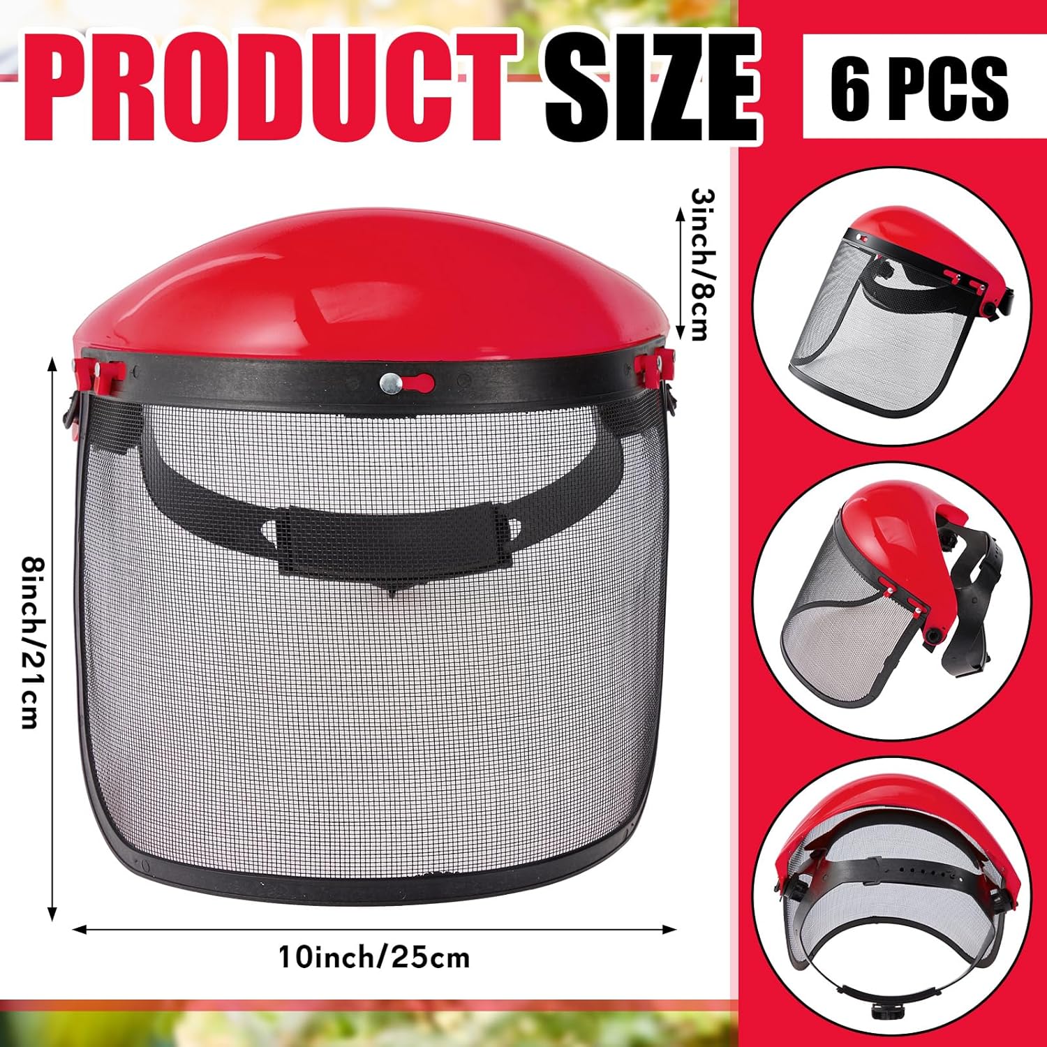 Amylove 2 Pcs Safety Face Shield with Mesh Weed Whacking Face Shield Masks Chainsaw Gardening Weed Mover Protection Red