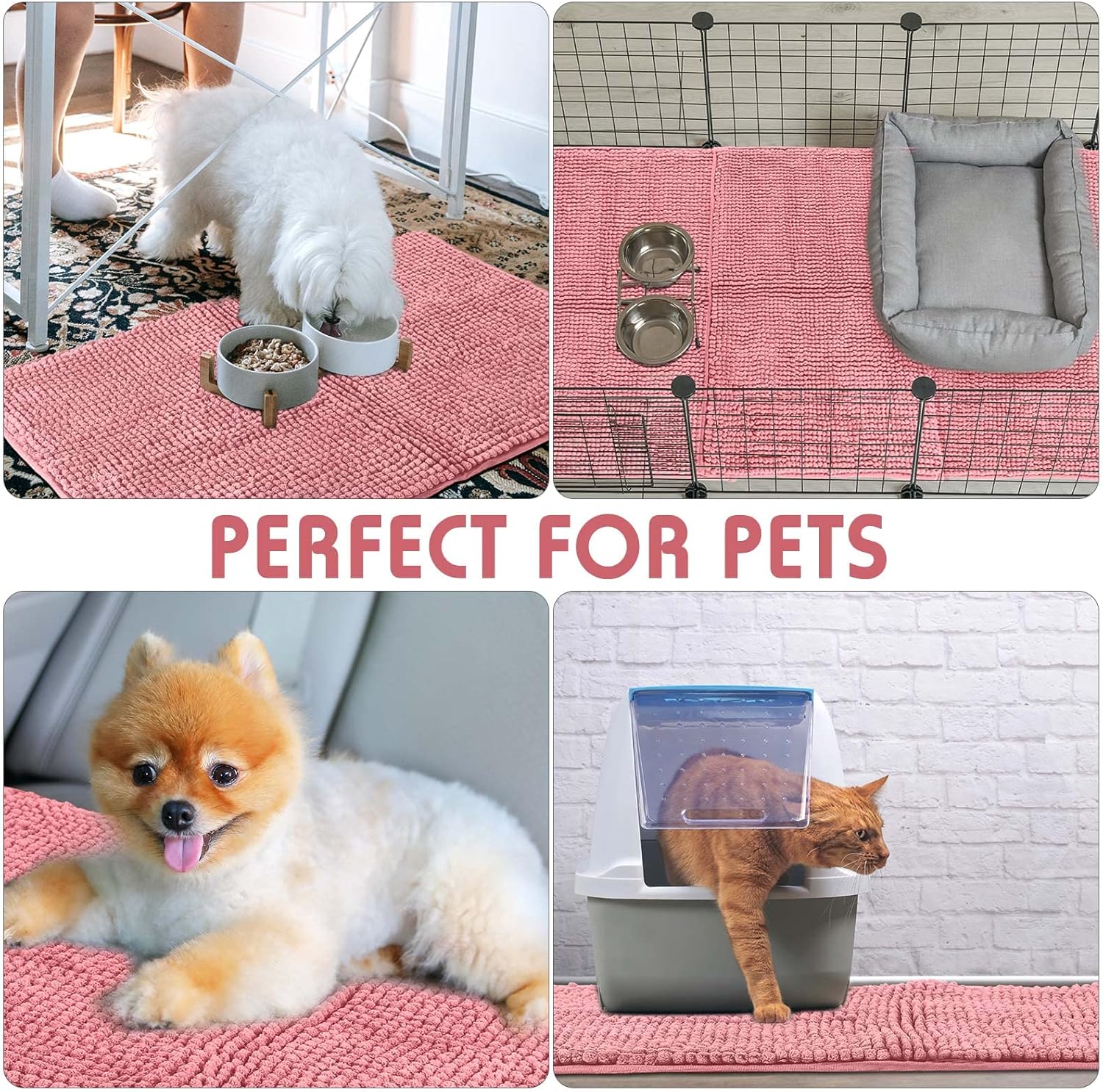 Amylove 4 Pcs Guinea Pig Cage Liner Washable Fleece Pee Pads Pet Dog Cat Bedding Training Mat for Small Animal Guinea Pig Puppy Bunny Hamster 16 x 24 Inch,Rectangular,Pink