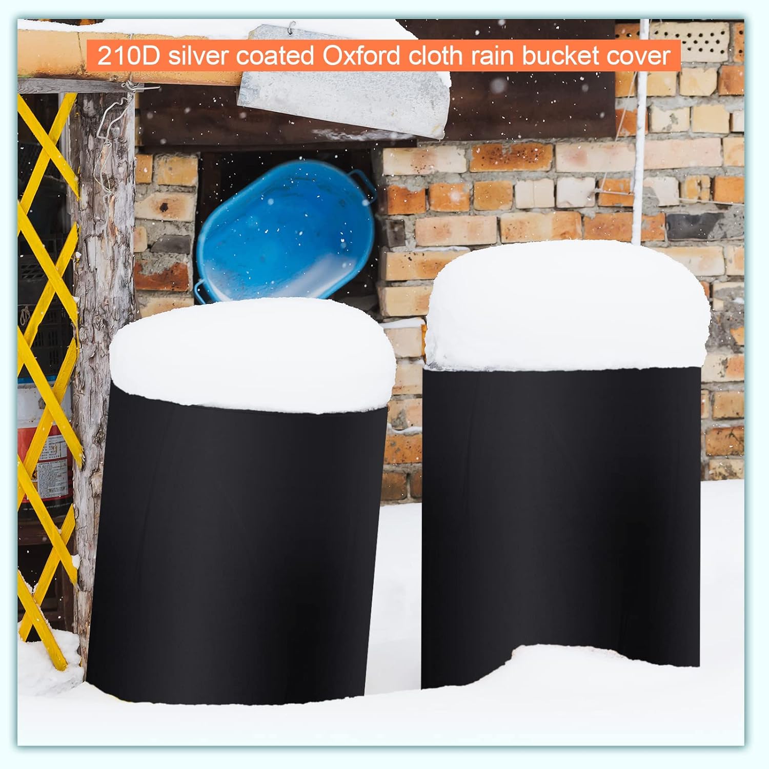 55 Gallon Drum Cover, 210D Oxford Cloth Water Storage Barrel Cover, 25 x 37 Inch Outdoor Waterproof Rain Snow Bucket lid with Drawstring, UV Protection, Anti Dust 2 Pcs