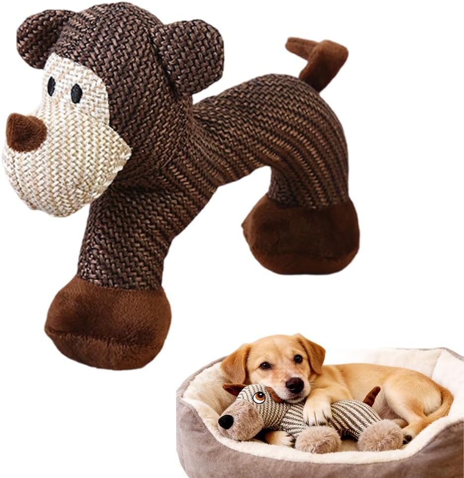 Indestructible Dog Toys for Aggressive Chewers, Durable Squeaky Plush Large Medium Small Dogs, Tough Chew with Interactive Sounds Puppy Anxiety Relief Cartoon Brown Bear Cartoon Bear