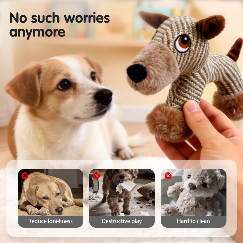 Indestructible Dog Toys for Aggressive Chewers, Durable Squeaky Plush Large Medium Small Dogs, Tough Chew with Interactive Sounds Puppy Anxiety Relief Cartoon Brown Bear Cartoon Bear