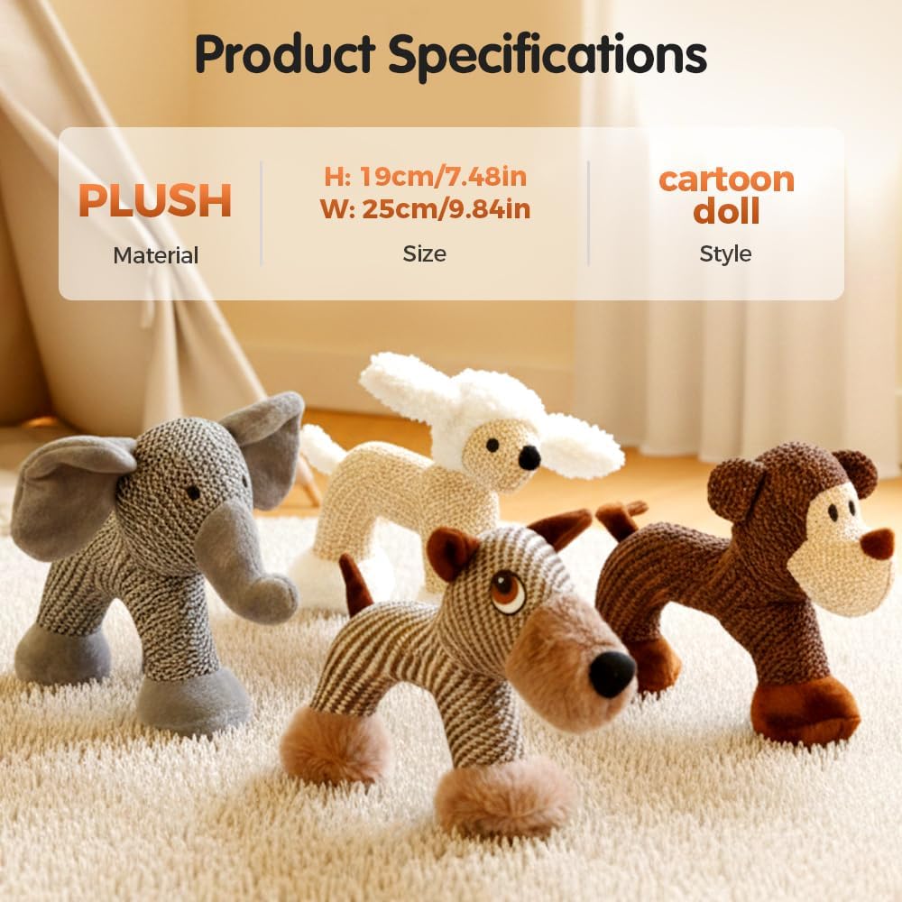 Indestructible Plush Dog Toy for Aggressive Chewers, Boredom Relief Squeaker Chew with Double Fabric, Durable Crocodile Teething Large Medium Small Dogs Blue Blue