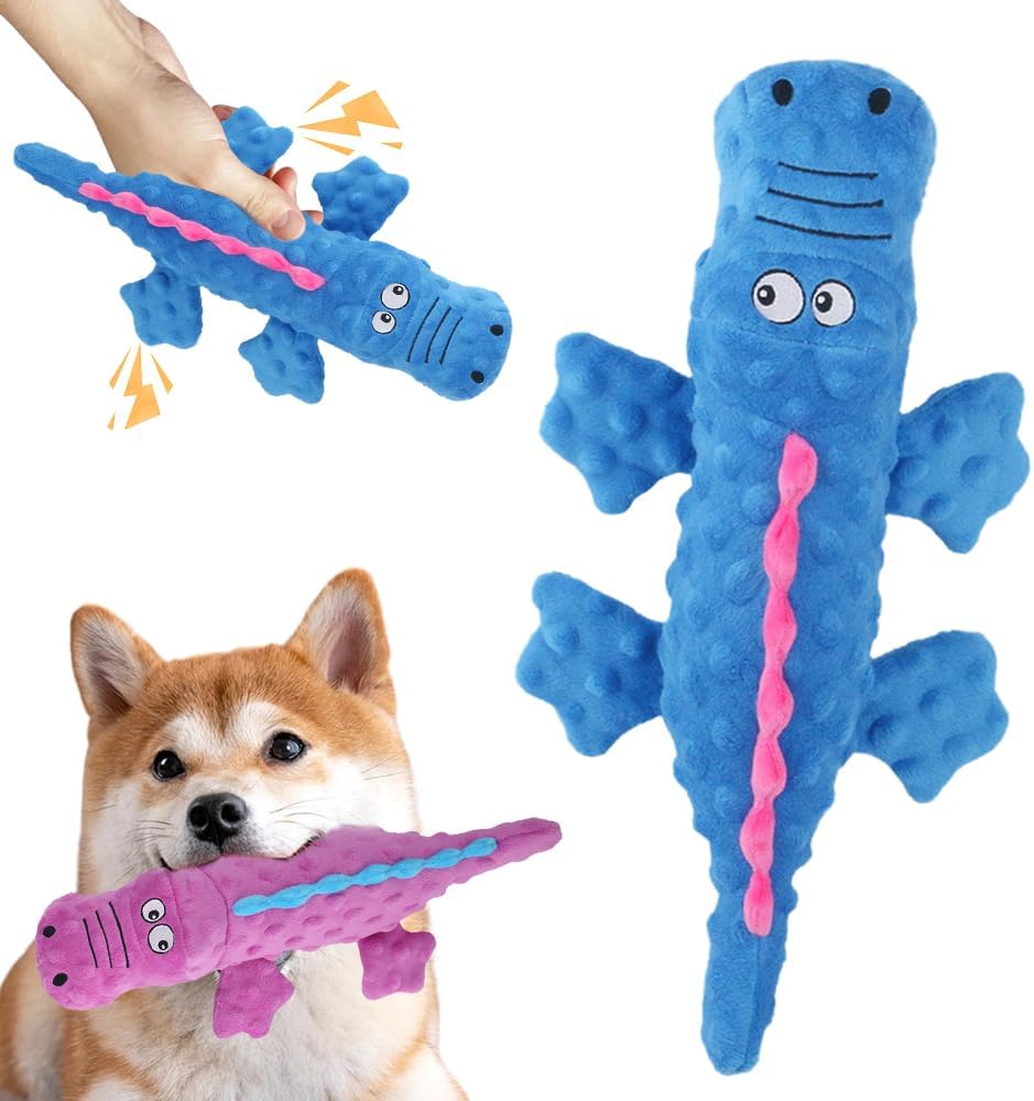 Interactive Dog Toys, 2026 New Cute Squeaky Chew Toys for Dogs, Durable Soft Plush with Squeaker Aggressive Chewers Small Medium Large Breed Dogs Blue Blue