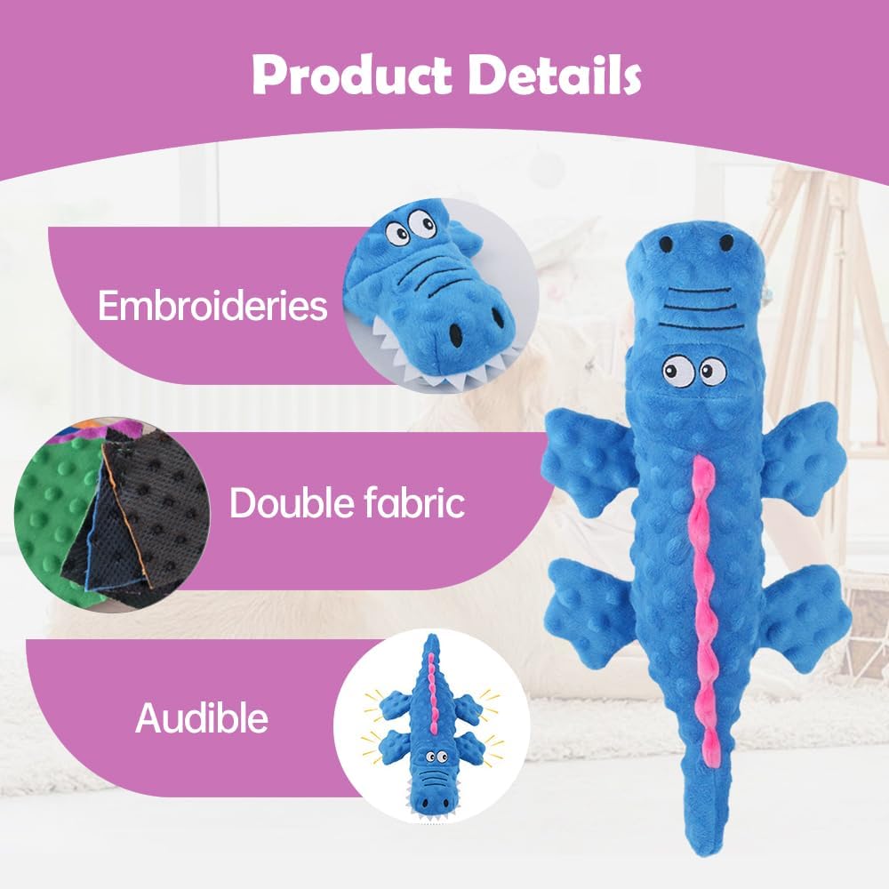 Interactive Dog Toys, 2026 New Cute Squeaky Chew Toys for Dogs, Durable Soft Plush with Squeaker Aggressive Chewers Small Medium Large Breed Dogs Blue Blue
