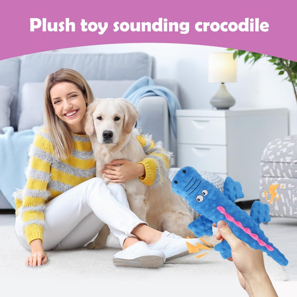 Interactive Dog Toys, 2026 New Cute Squeaky Chew Toys for Dogs, Durable Soft Plush with Squeaker Aggressive Chewers Small Medium Large Breed Dogs Blue Blue