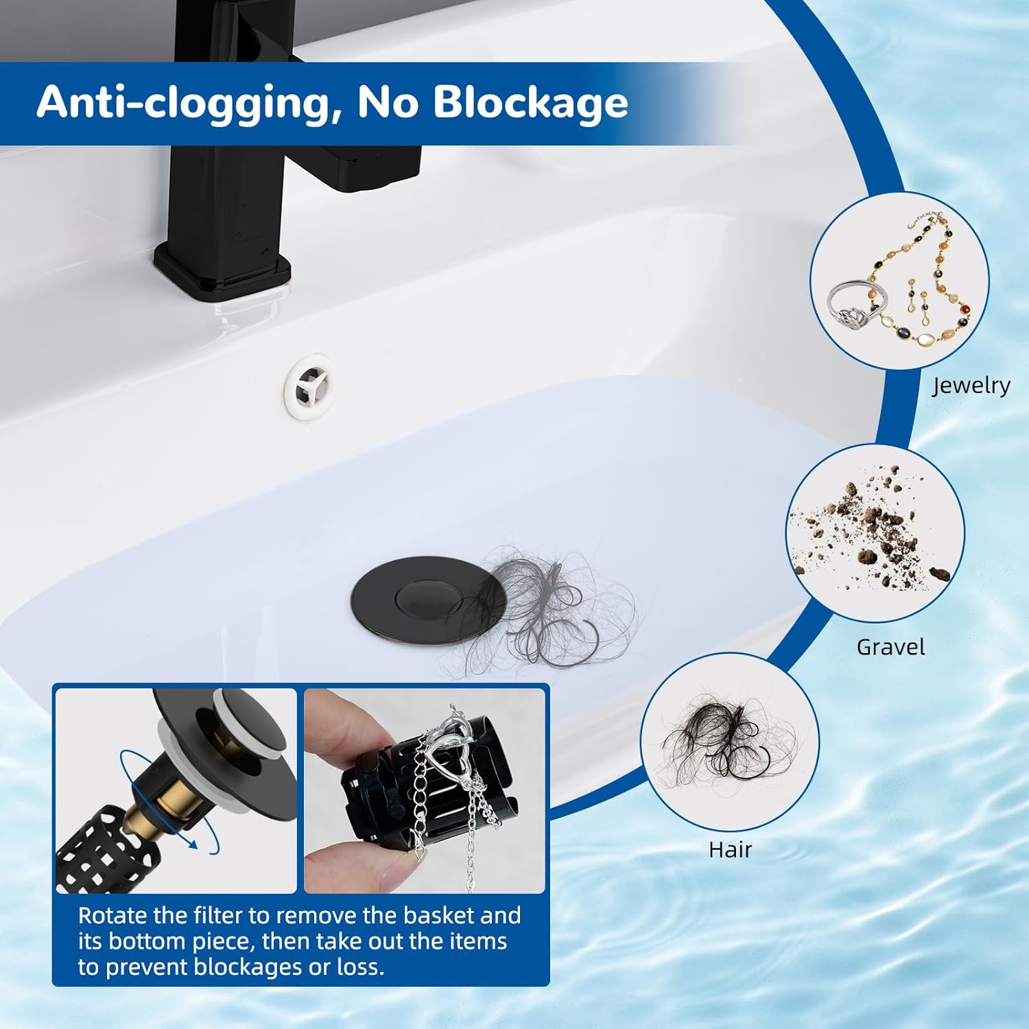 Upgraded 3 in 1 Bathroom & Kitchen Sink Drain Strainer