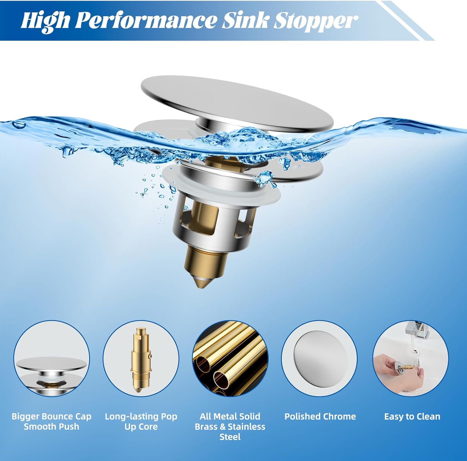 Upgraded 3 in 1 Bathroom Sink Drain Strainer
