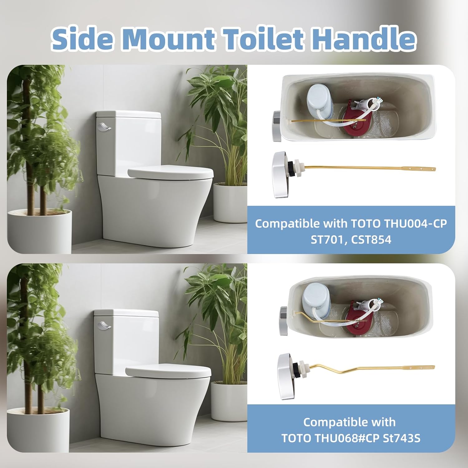 Large 3-Inch Toilet Flapper with Toilet Handle Replacement Compatible with TOTO THU068#CP Trip Lvr