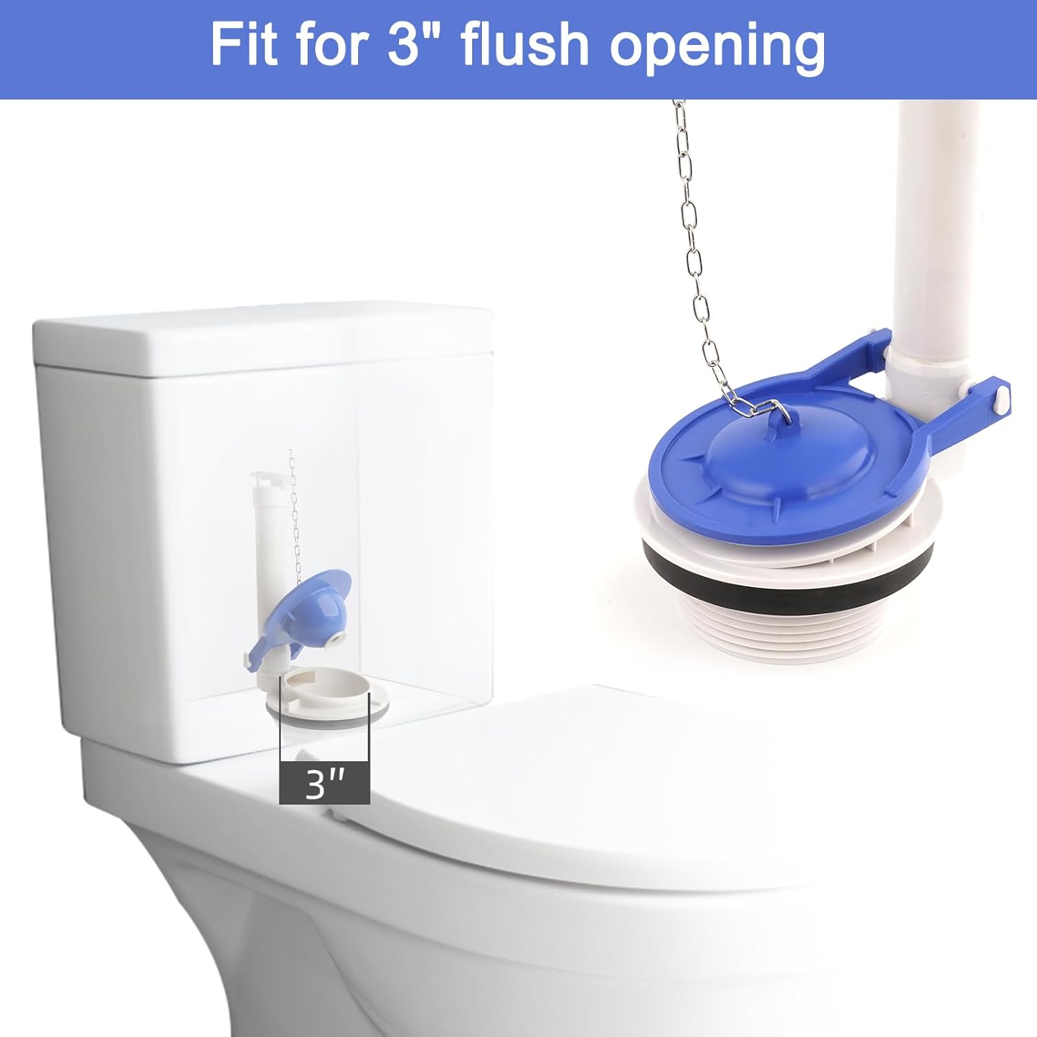 Large 3-Inch Toilet Flapper with Toilet Handle Replacement Compatible with TOTOTHU004-CP Trip Lvr