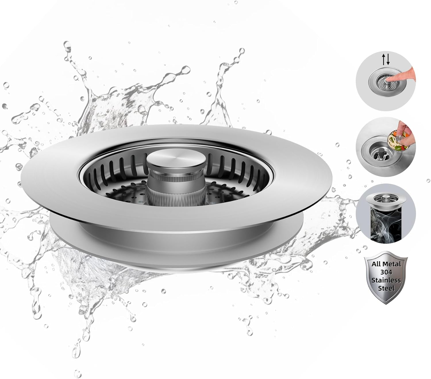 Upgraded 3 in 1 Bathroom and Kitchen Sink Drain Strainer