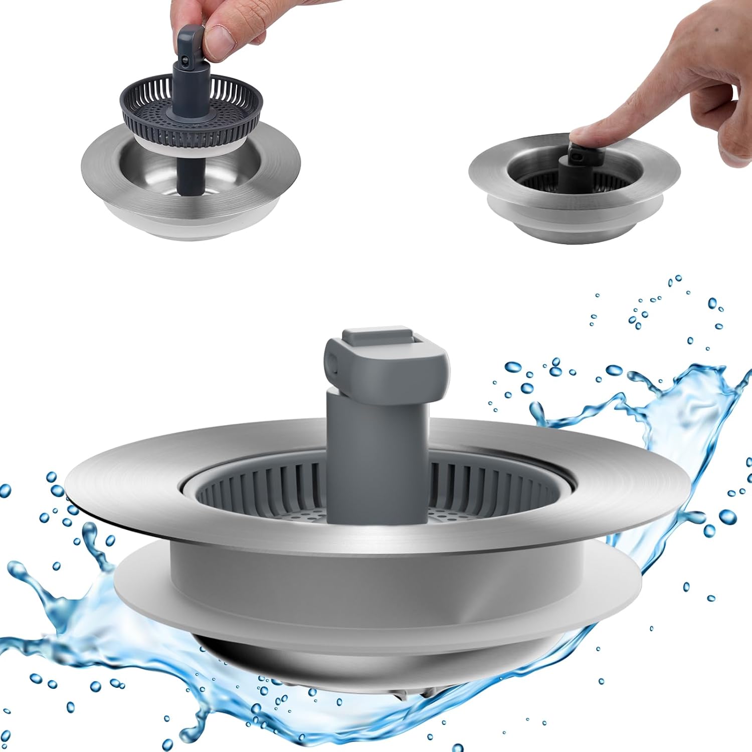Upgraded 3 in 1 Bathroom and Kitchen Sink Drain Strainer