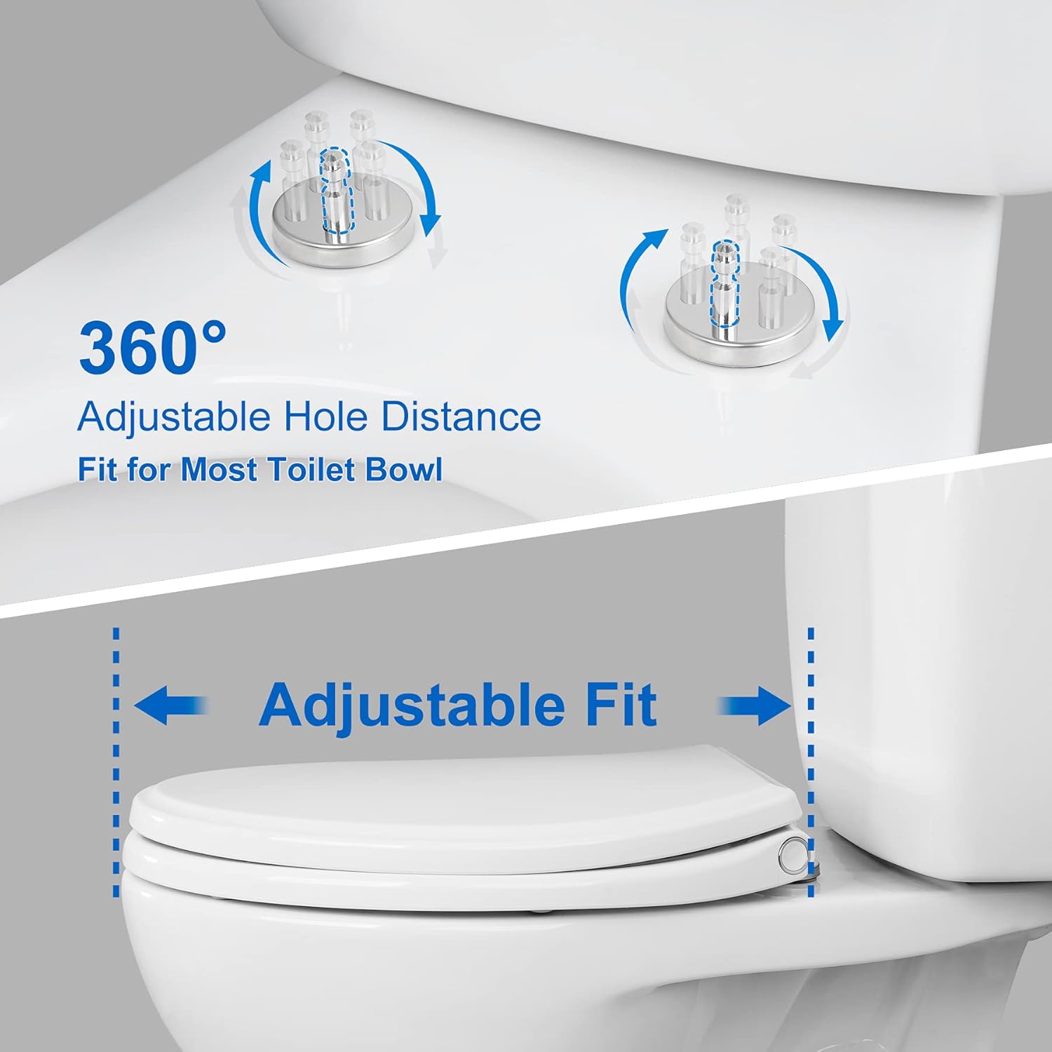 Premium Elongated Toilet Seat with Bidet T Adapter, Metal T Valve for Bidet 7/8” x 7/8” x 3/8”