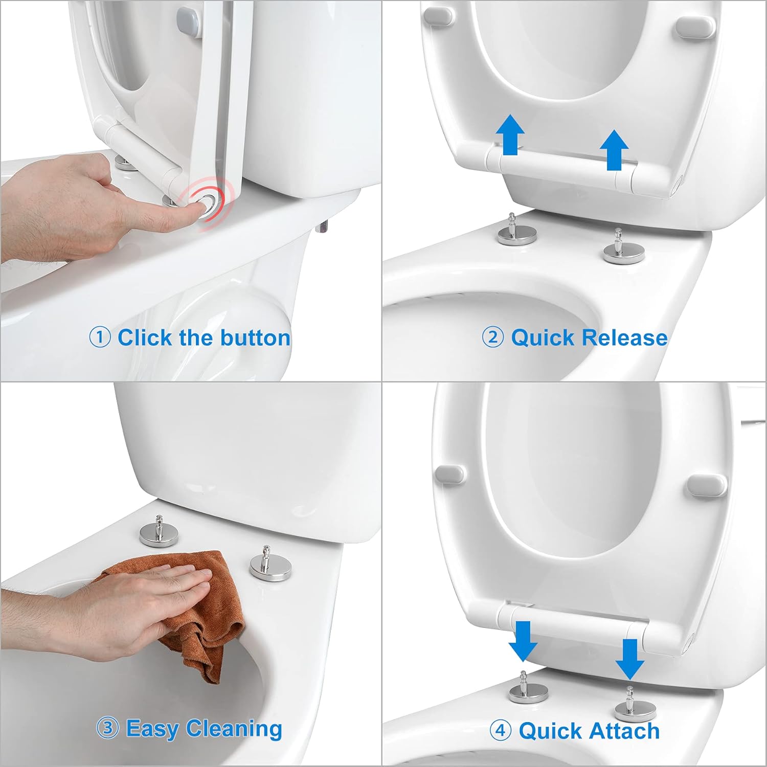 Premium Elongated Toilet Seat with Toilet Seat Bumpers