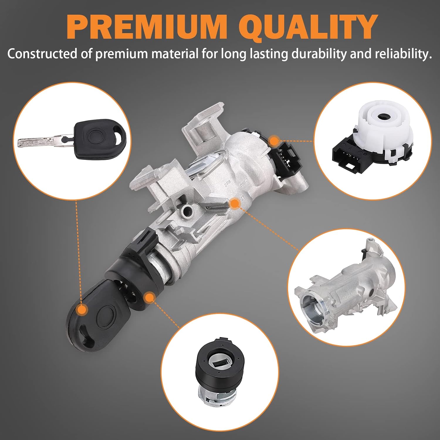 Ignition Switch Lock Cylinder 1K0905851B for Volkswagen VW Jetta 2.5 GTI MK5 Rabbit Golf EOS Tiguan Audi A3 R8 Ignition Starter Switch Replace 1K0905865 5Q0905865A Ignition Lock Cylinder with Key