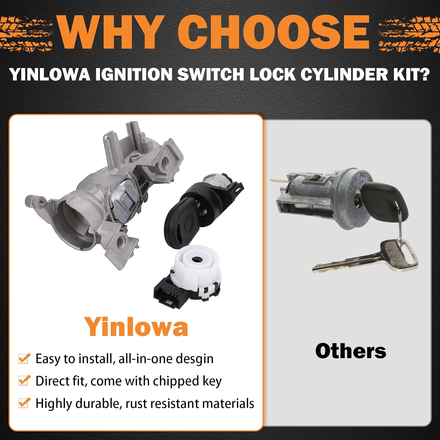 Ignition Switch Lock Cylinder 1K0905851B for Volkswagen VW Jetta 2.5 GTI MK5 Rabbit Golf EOS Tiguan Audi A3 R8 Ignition Starter Switch Replace 1K0905865 5Q0905865A Ignition Lock Cylinder with Key