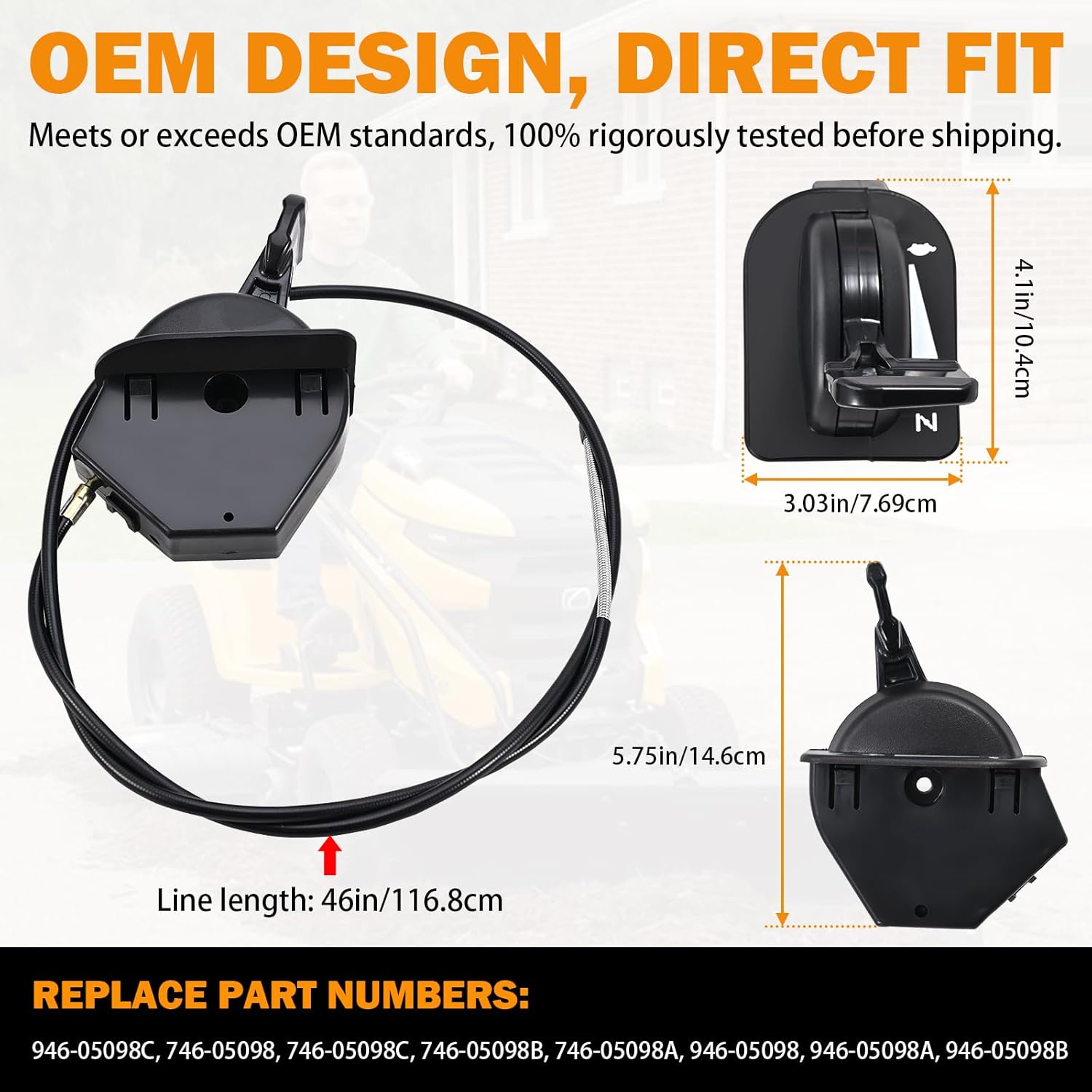 946-05098C Throttle Choke Cable Compatible with Cub Cadet Craftsman MTD Lawn Tractor Throttle/Choke Control Cable XT1-LT46 LT50 GT50 GT54 ST54 XT2-LT54 LX46 GX54 946-05098A 946-05098B 746-05098A