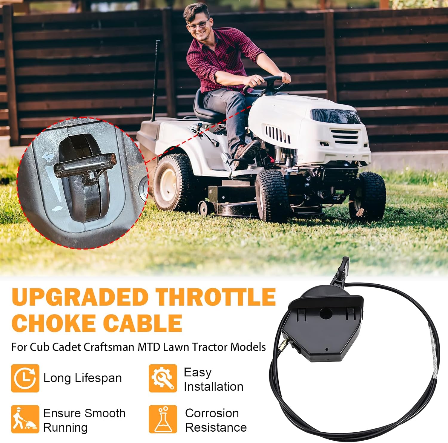 946-05098C Throttle Choke Cable Compatible with Cub Cadet Craftsman MTD Lawn Tractor Throttle/Choke Control Cable XT1-LT46 LT50 GT50 GT54 ST54 XT2-LT54 LX46 GX54 946-05098A 946-05098B 746-05098A