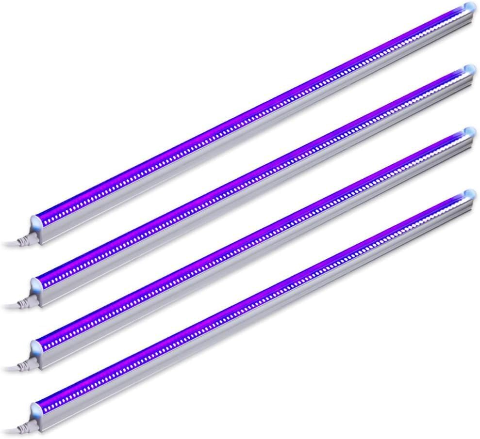 UV LED Blacklight Bar, 22W 4ft, T5 Integrated Bulb, Black Light Fixture for Blacklight Poster, Halloween Decorations and Christmas Party, Fun Atmosphere with Built-in on, Off Switch 4-Pack