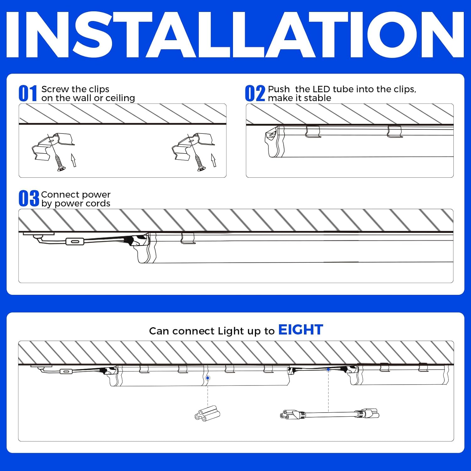 UV LED Blacklight Bar, 22W 4ft, T5 Integrated Bulb, Black Light Fixture for Blacklight Poster, Halloween Decorations and Christmas Party, Fun Atmosphere with Built-in on, Off Switch 4-Pack