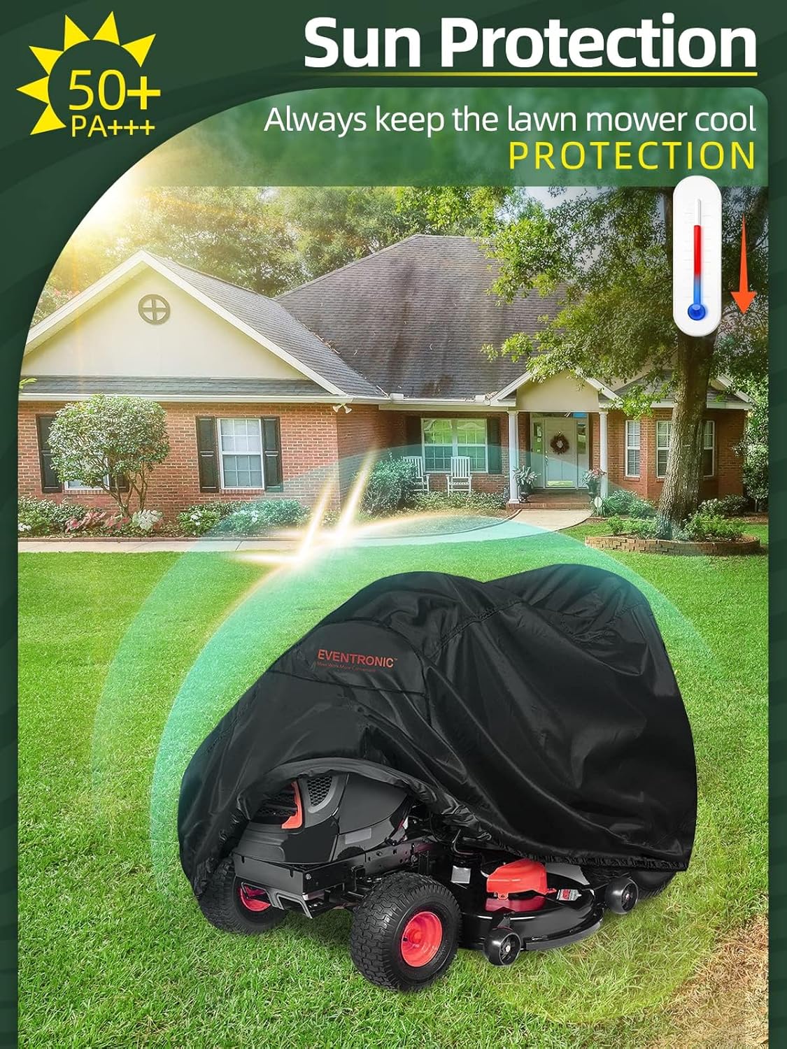 Riding Lawn Mower Cover, 54" Lawnmower Covers For Outdoor, 420D Polyester Oxford Lawn Mower Cover Waterproof Heavy Duty, Riding Lawn Tractor Cover