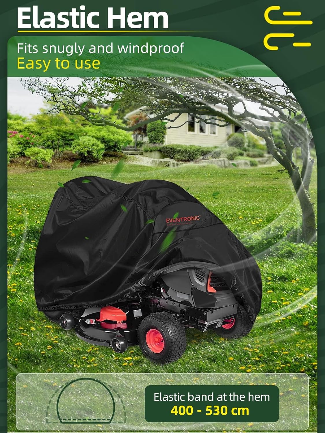 Riding Lawn Mower Cover, 54" Lawnmower Covers For Outdoor, 420D Polyester Oxford Lawn Mower Cover Waterproof Heavy Duty, Riding Lawn Tractor Cover