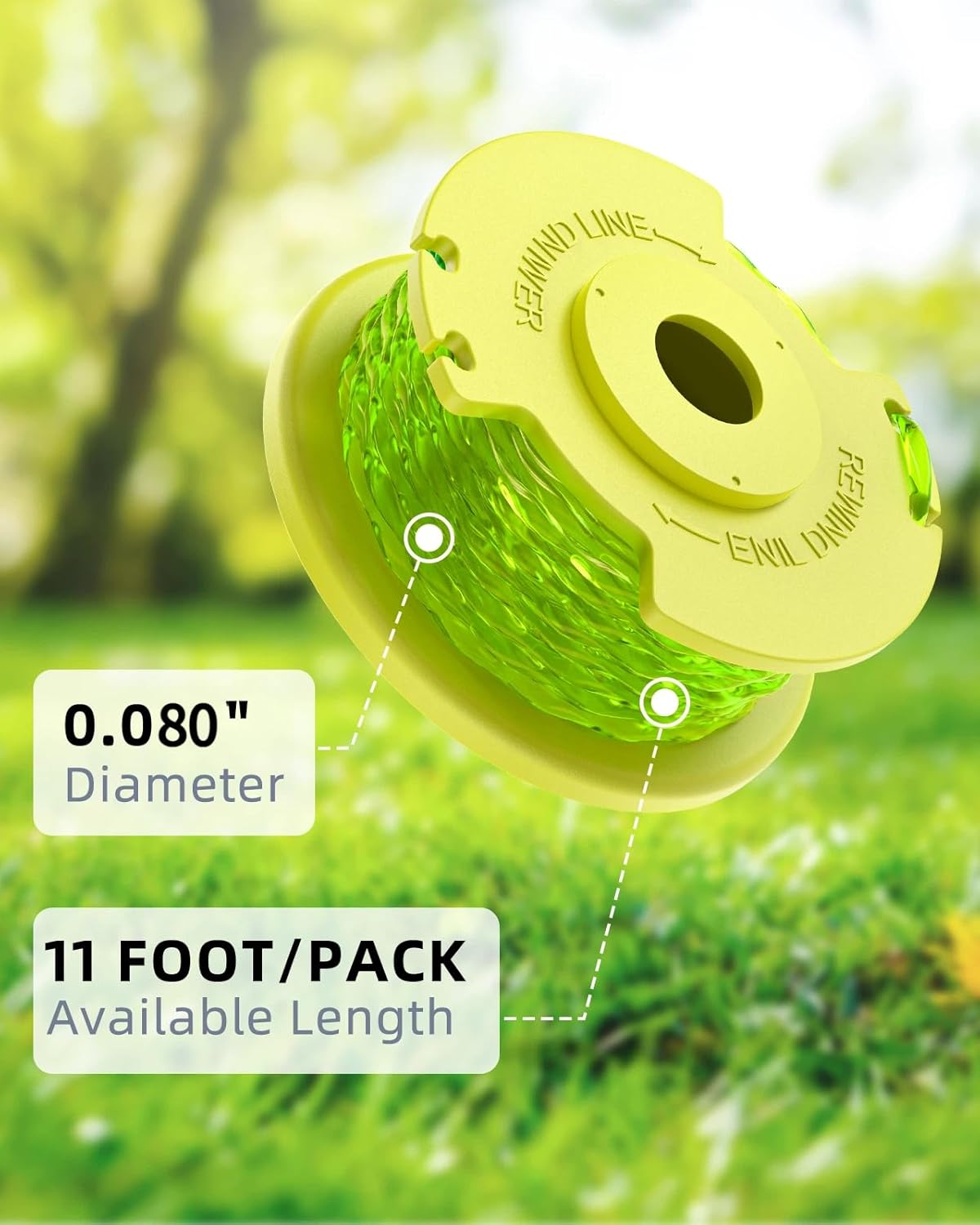 24 PCS Weed Wacker String and 4 Pack AC14HCA Replacement Spool Cap Compatible with Ryobi One Plus+ AC80RL3