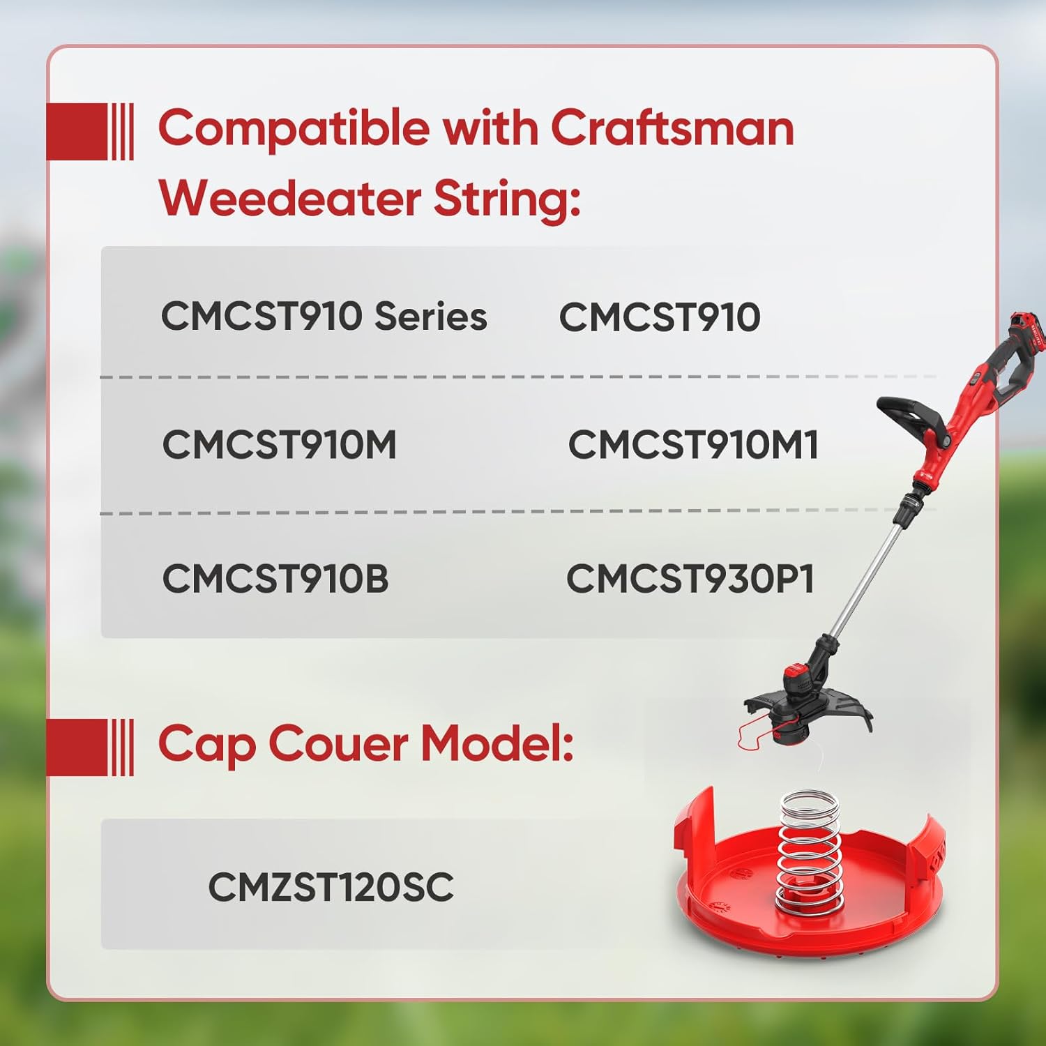 20 Pack CMZST0803 CMZST080 Weed Eater String and 4 Pcak CMZST120SC String Trimmer Spool Cap Compatible with Craftsman Weed Wacker