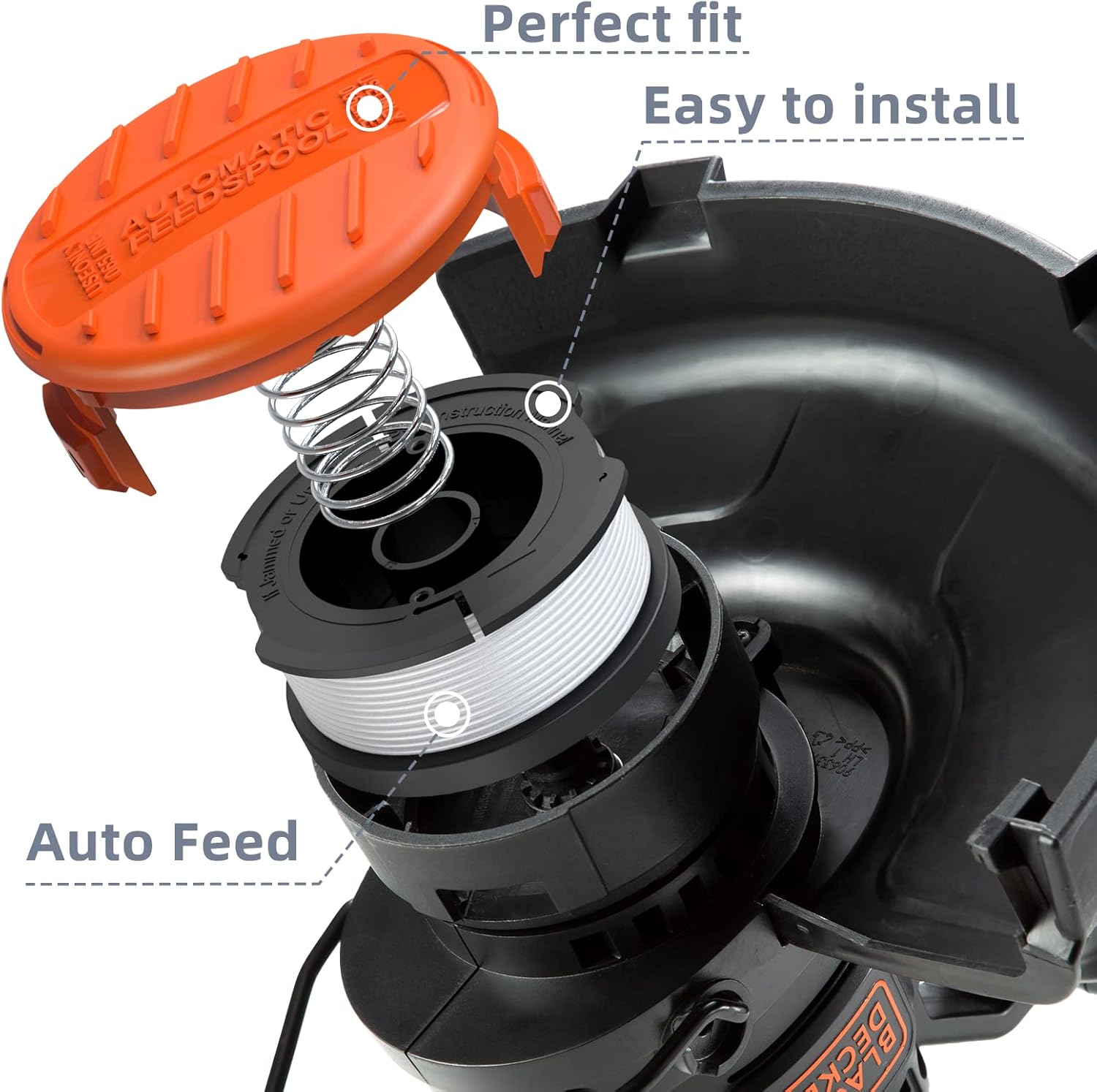 15 Pack Weed Eater String and 4 Pack Weed Eater Replacement Spool Cap Covers Compatible with Black+Decker, AF-100