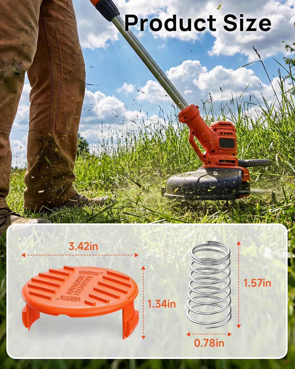 15 Pack Weed Eater String and 4 Pack Weed Eater Replacement Spool Cap Covers Compatible with Black+Decker, AF-100