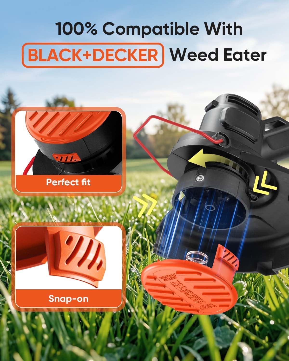 15 Pack Weed Eater String and 4 Pack Weed Eater Replacement Spool Cap Covers Compatible with Black+Decker, AF-100