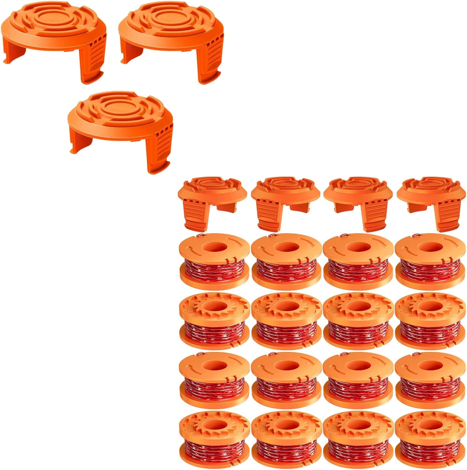 23 Pack WA0010 Trimmer String Compatible with Worx Weed Eater, 0.065" Autofeed Replacement Spool Trimmer Line for Worx Weed Eater 16 Line Spools + 7 Cap