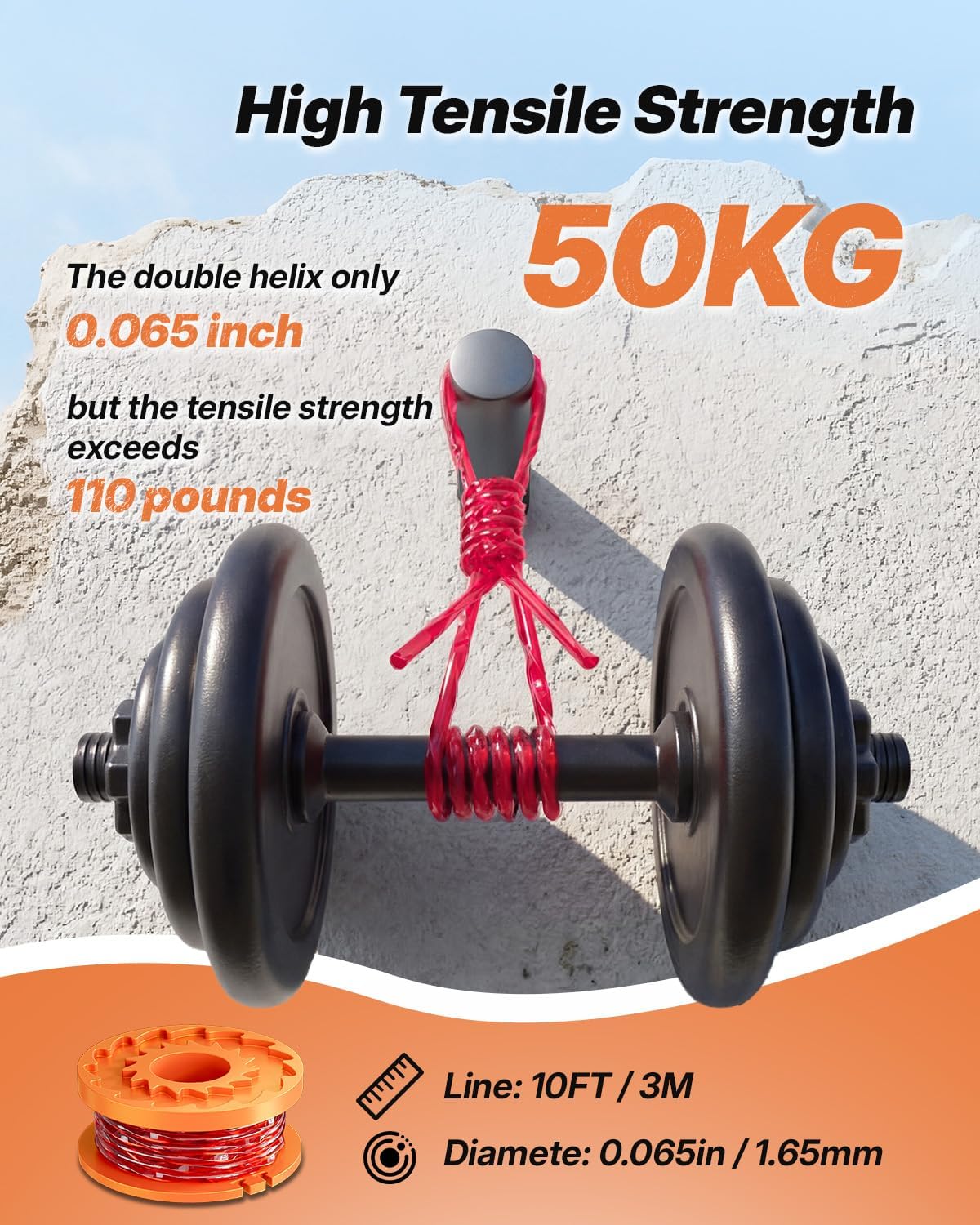 18 Pack WA0010 Replacement Trimmer Line Spool Compatible with Worx, 120ft .065 inch, Compatible with Worx String Trimmers 12 Line spools+6 Cap