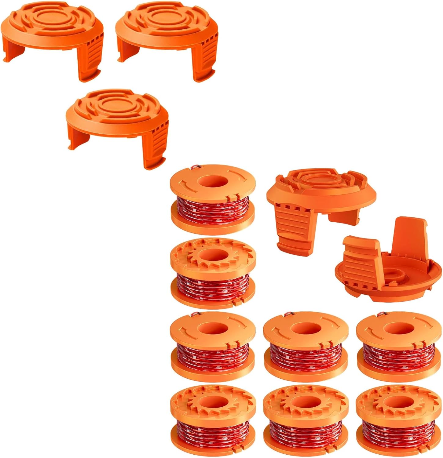 13 Pack WA0010 Trimmer Line Compatible with Worx Weed Eater, 0.065" Autofeed Replacement Trimmer Spool for Worx String Trimmer 8 Line Spools + 5 Caps