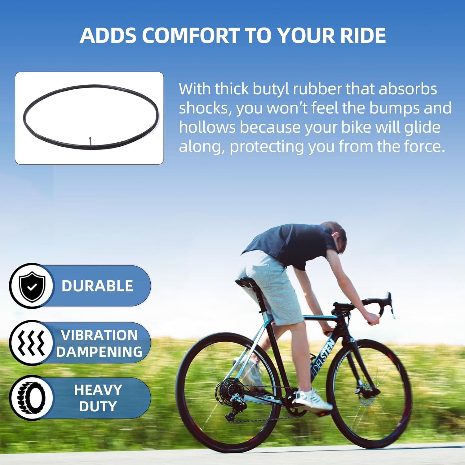 Bicycle Tubes Race 28 700x20-25C 700x32-47C Bike Tube, 700C Inner Tube with Presta Valve Super Value Bundle Pack of 6 Tubes & 2 tire Lever