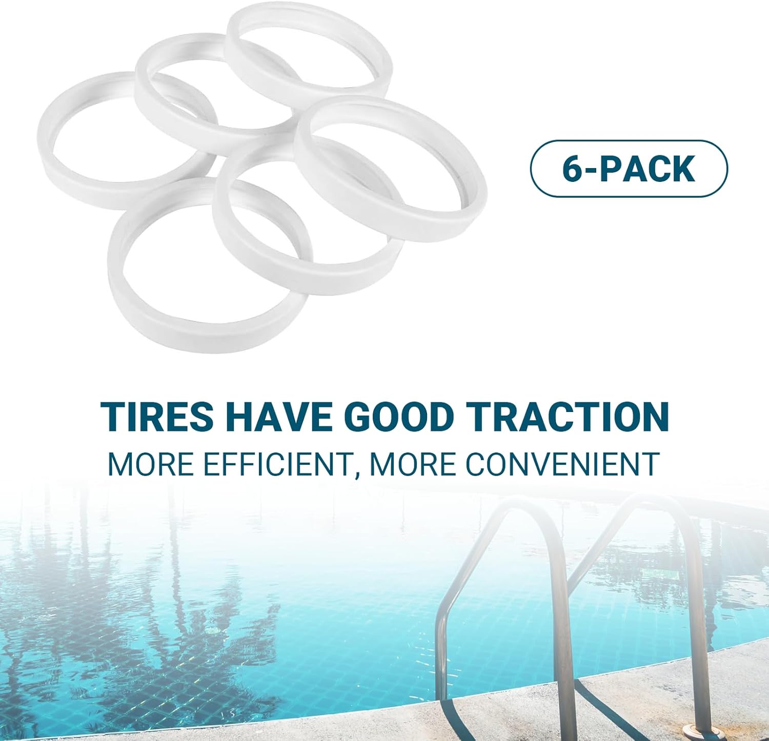 6-Pack The Exact Pool Cleaner Tire Replacement - Compatible with Polaris 180, 280, 360, 380, C10 and C-10 | Made of Premium, Heavy Duty Rubber - Improving The Parts Life Cycle by 50%