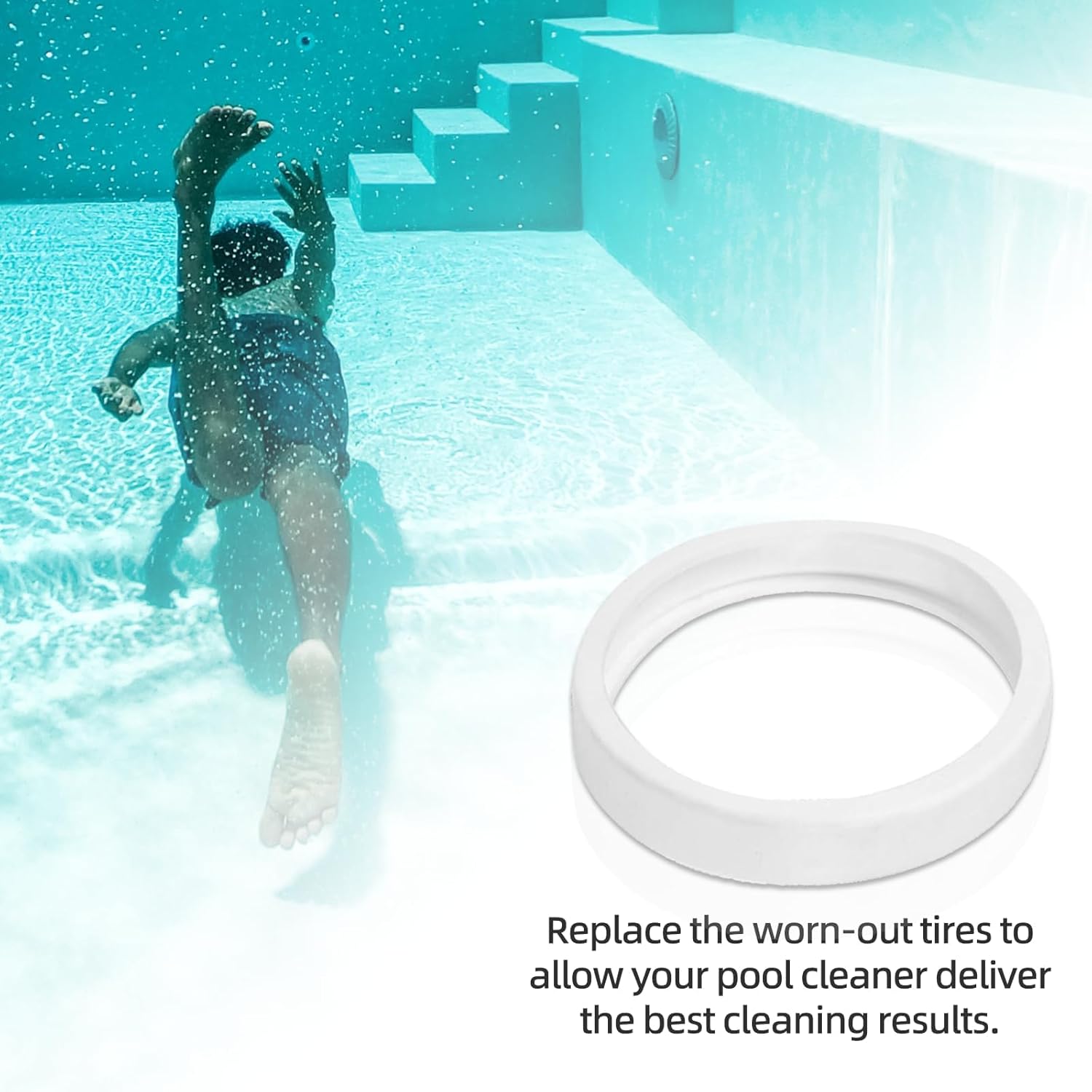 6-Pack The Exact Pool Cleaner Tire Replacement - Compatible with Polaris 180, 280, 360, 380, C10 and C-10 | Made of Premium, Heavy Duty Rubber - Improving The Parts Life Cycle by 50%