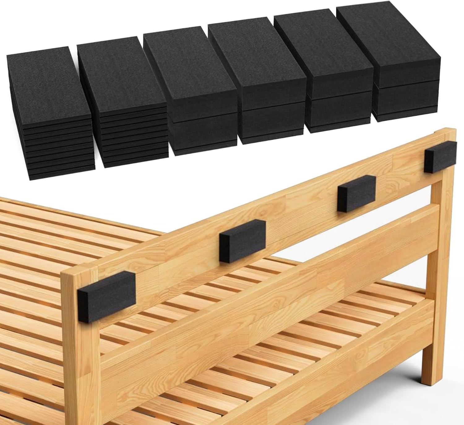 32Pc Eva Foam Headboard Stoppers for Wall, 25mm Thicker Bed Stoppers for Headboard, 8Pcs 25mm + 24Pcs 5mm , Furniture Wall Protectors,40 * 80 mm Black