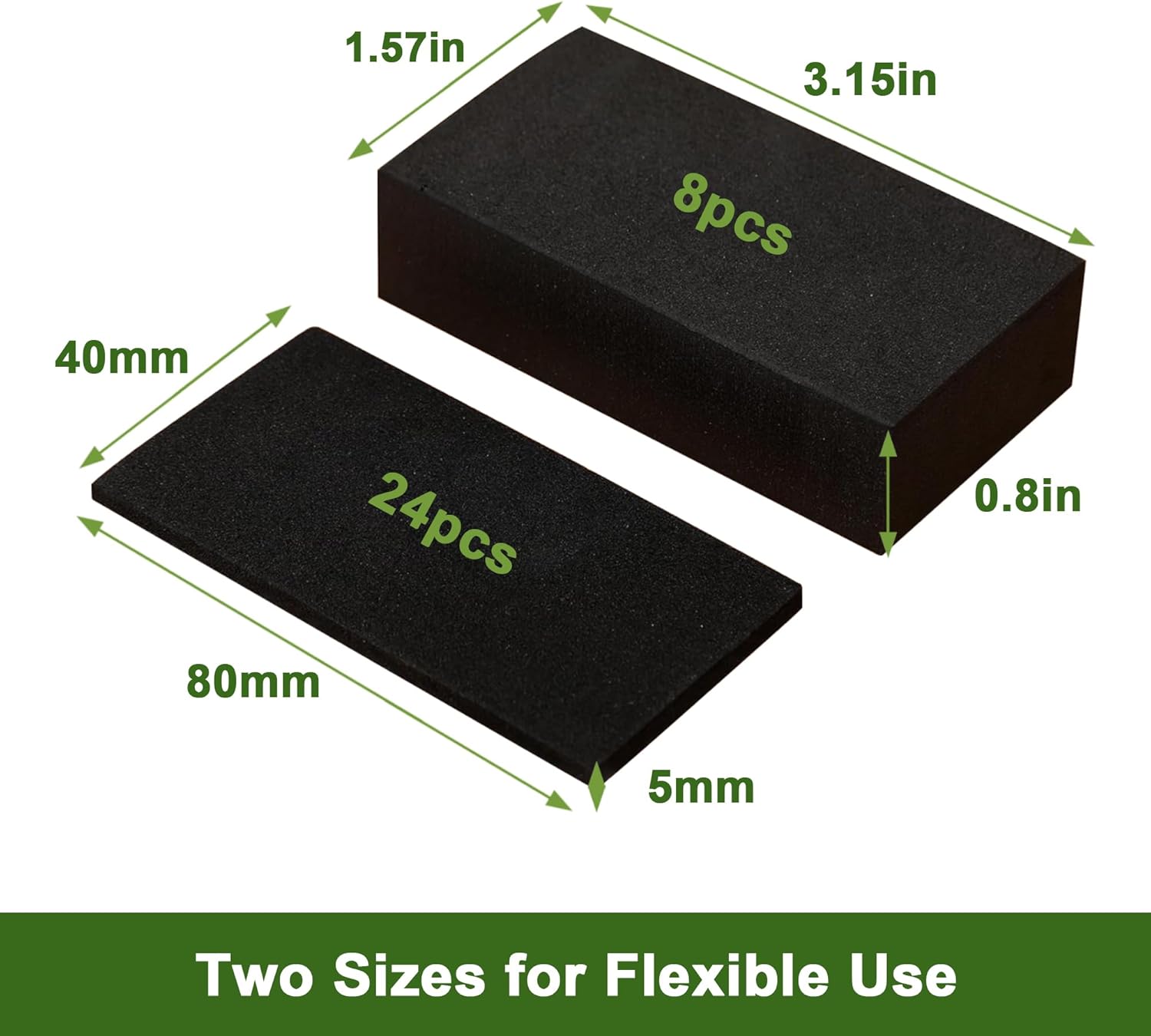 32Pc Eva Foam Headboard Stoppers for Wall, 25mm Thicker Bed Stoppers for Headboard, 8Pcs 25mm + 24Pcs 5mm , Furniture Wall Protectors,40 * 80 mm Black