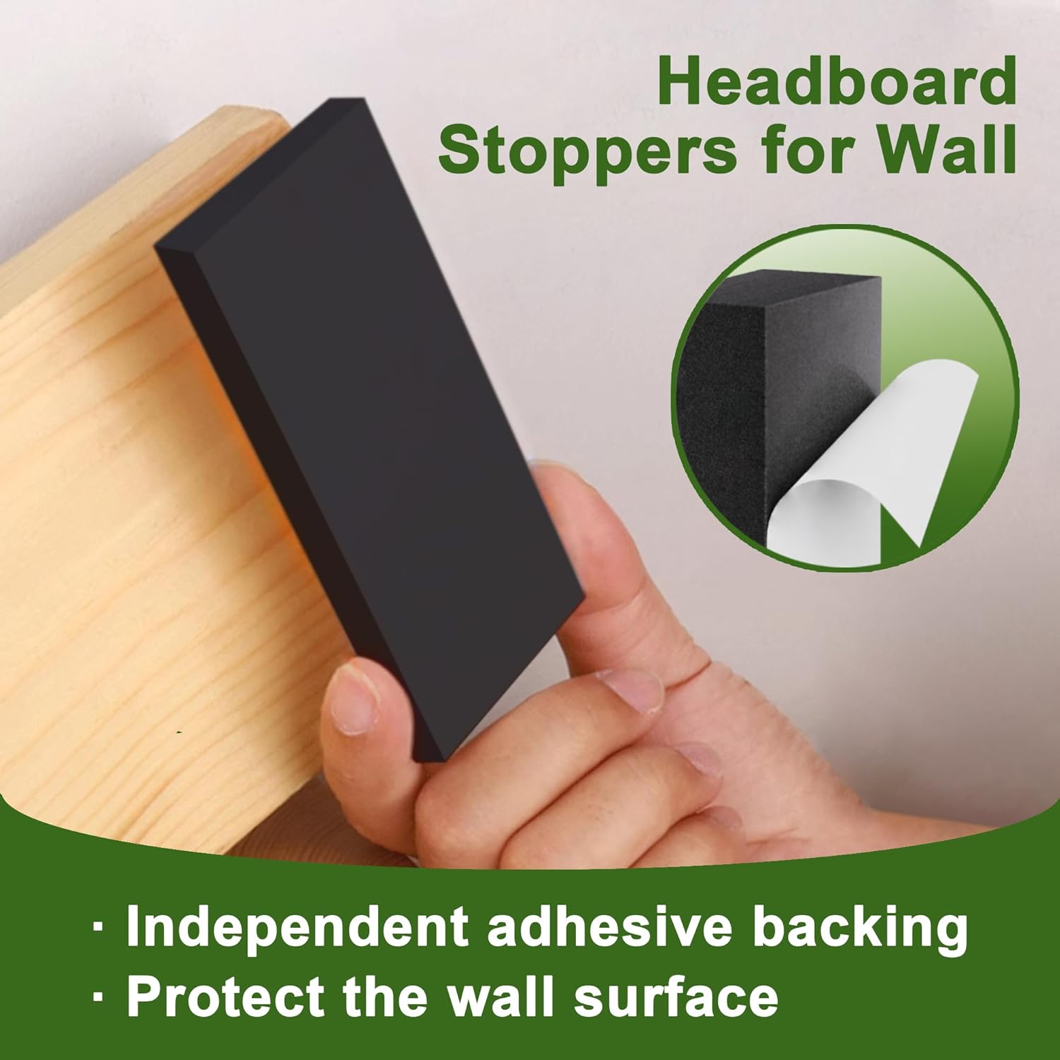 32Pc Eva Foam Headboard Stoppers for Wall, 25mm Thicker Bed Stoppers for Headboard, 8Pcs 25mm + 24Pcs 5mm , Furniture Wall Protectors,40 * 80 mm Black