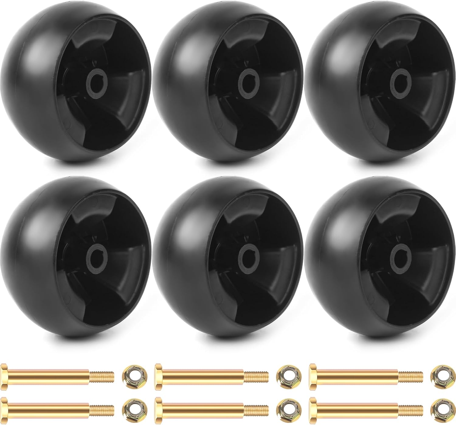 6 Pack Replacement 5" Mower Deck Wheels Kit, Compatible with MTD Cub Cadet 734-04155 Toro 112-0677 72-025 210-275 Craftsman 42" 46" 48" 50" 54" Deck Gauge Wheel, with Bolts and Lock Nuts