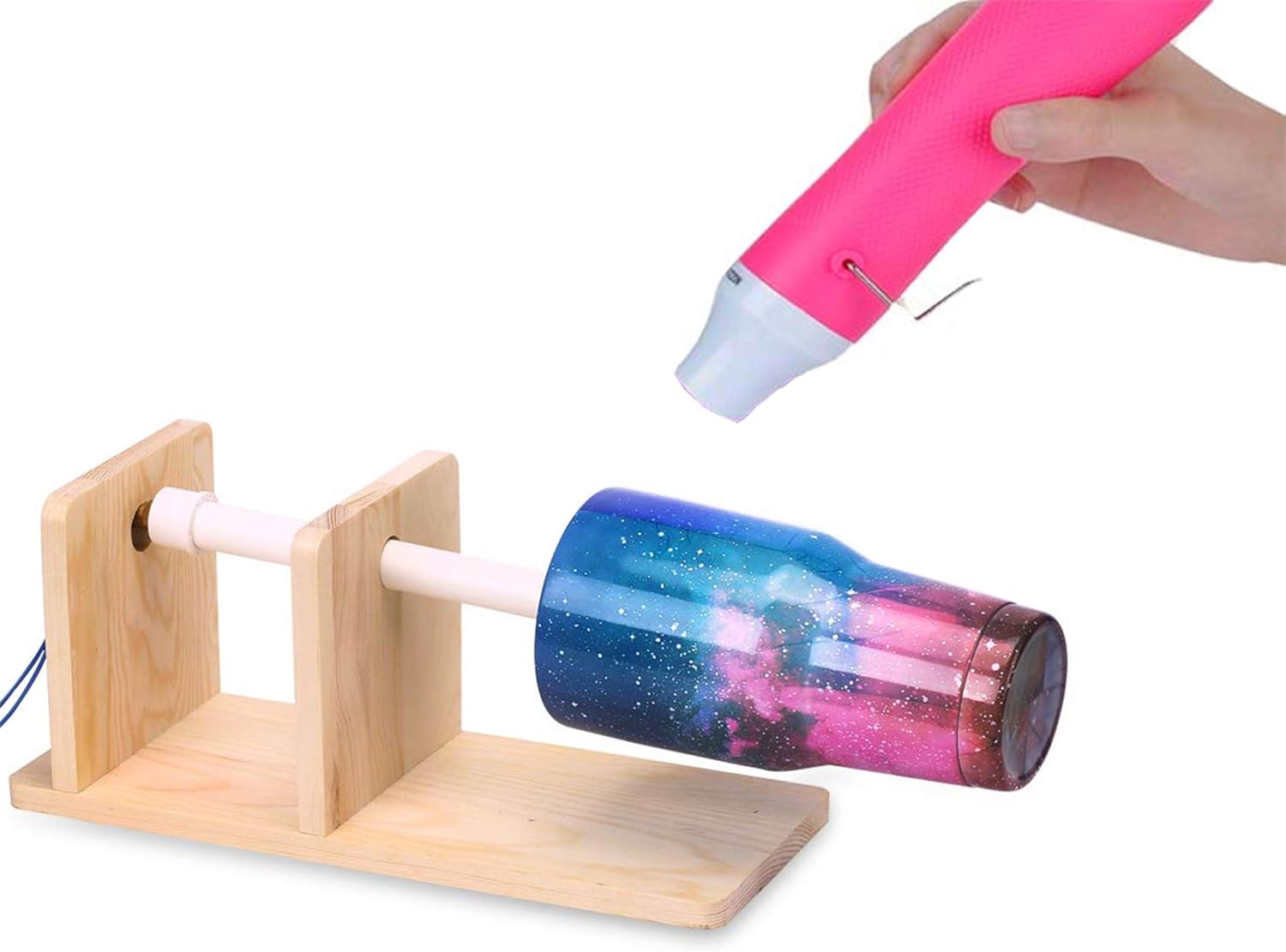 Pink Heat Gun for Crafts and 24-Pack Hyper-Realistic White Wooden Eggs for Painting