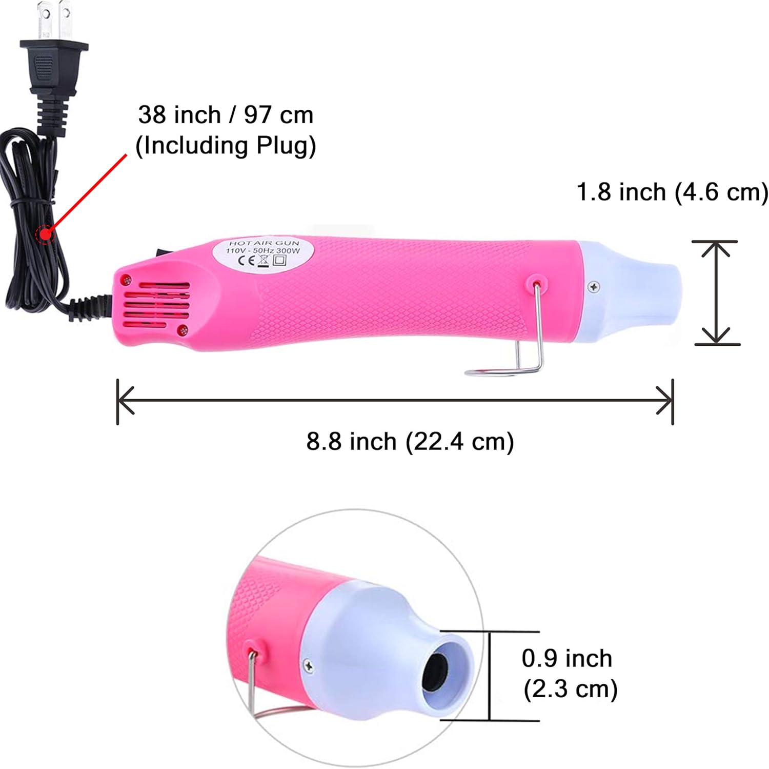 Pink Heat Gun for Crafts and 24-Pack Easter Eggs Life-Size Wooden Egg for Painting