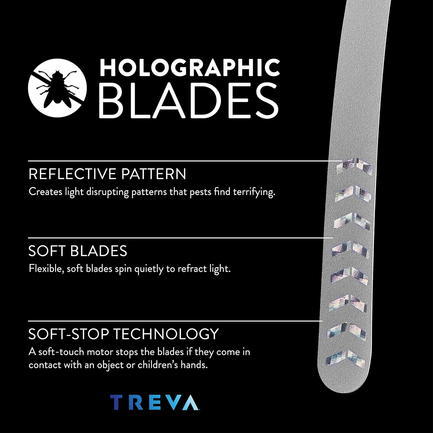 Bug Fan Fly Deterrent with Holographic Blades to Clear Bugs, Mosquitoes, and Flies, Battery Powered Fly Fan 4 Pack