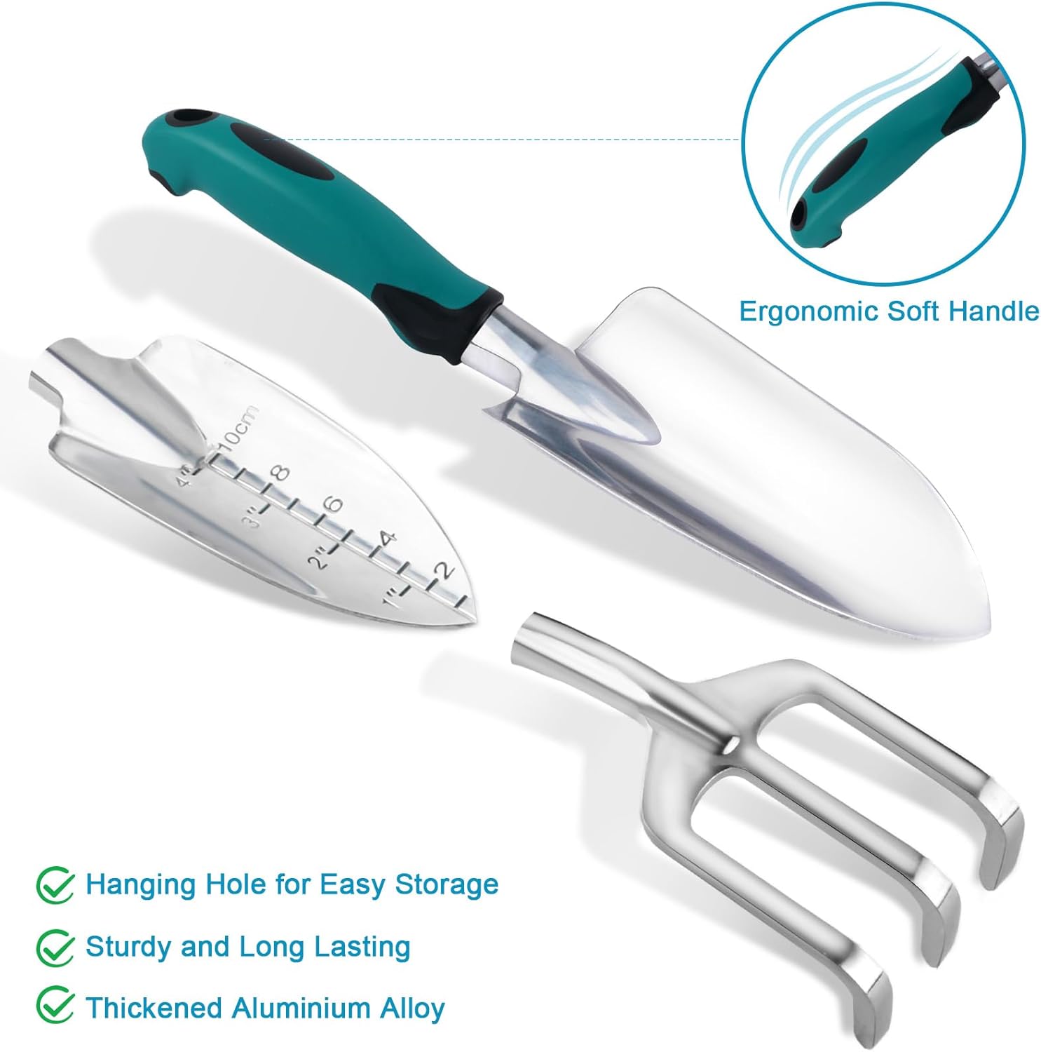 Garden Shovel Trowel Garden Tool with Measurement Mark + Garden Tools Sets, Gardening Tool Set with 39.3 in Repotting Mat