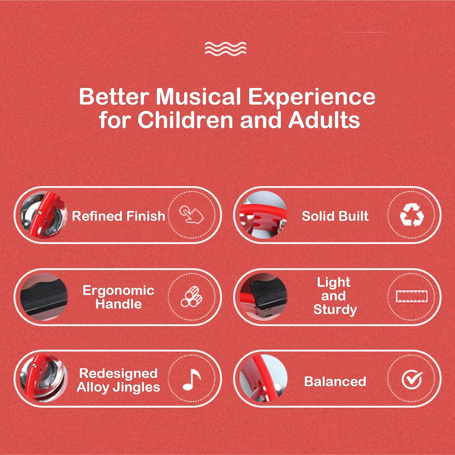 Double Row Tambourine, Half-Moon Musical Tambourine Hand Held for Kids, Adults, Party, KTV 4 colors 9 inch, Pack of 4