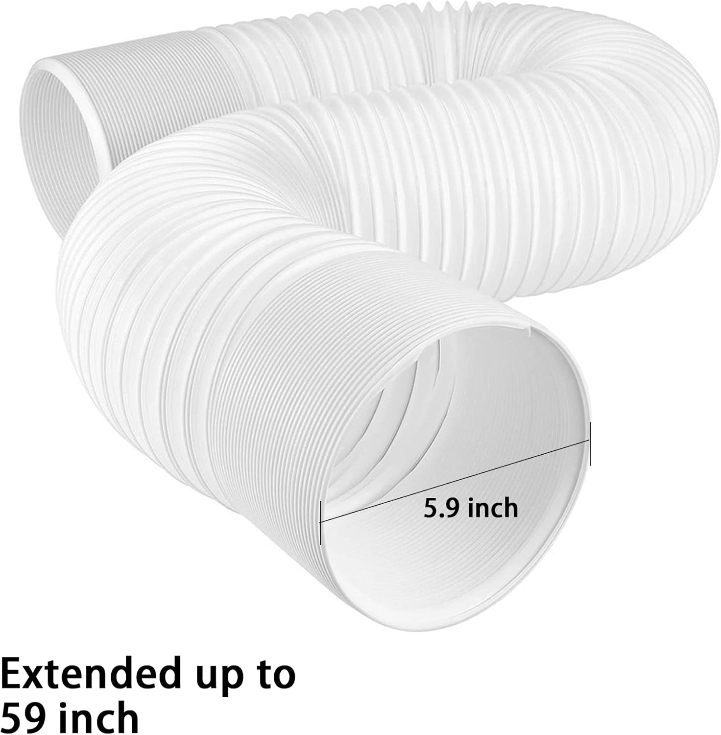 Air Conditioner Exhaust Vent Hose - 5.9" Diameter, 59" Length, Angooni Universal Counter-Clockwise Thread Air Vent Compatible with Honeywell, Whynter, Frigidaire, LG, Toshiba, Delonghi, JHS