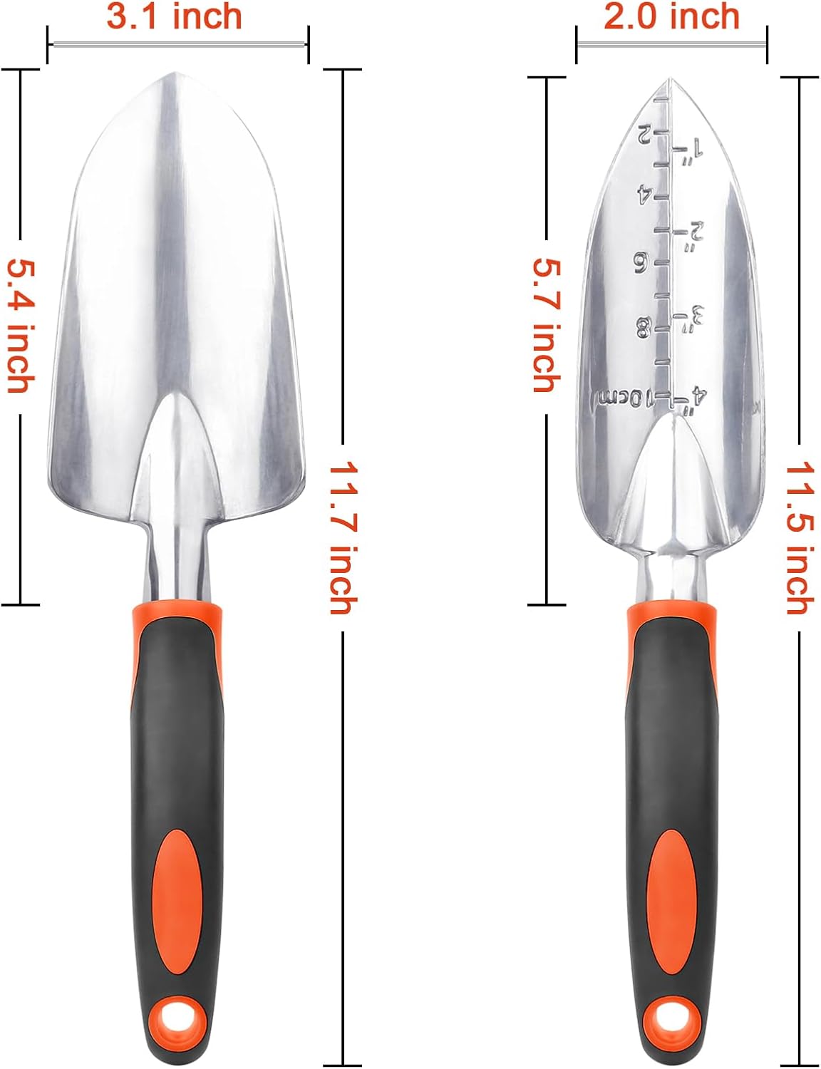 Garden Shovel Trowel Garden Tool with Measurement Mark + 2 Pack Heavy Duty Gardening Tools Set
